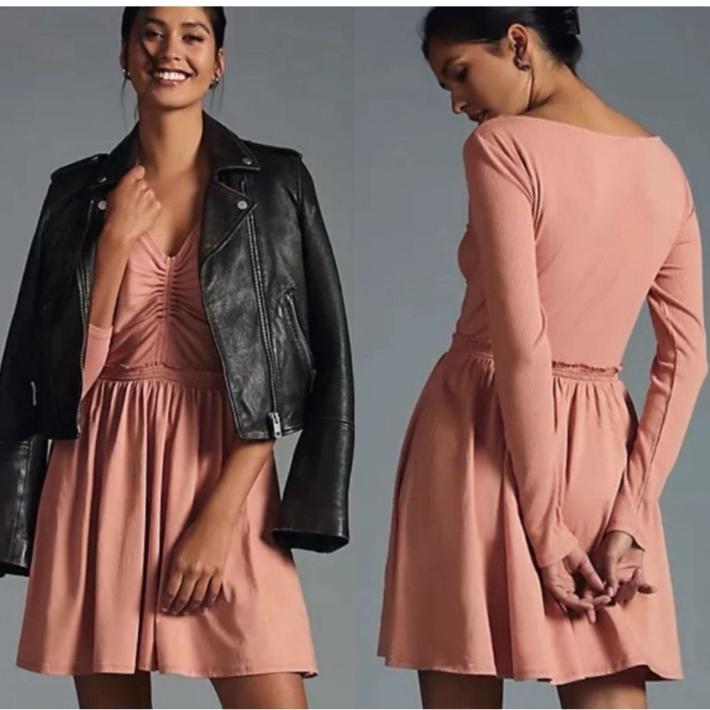 Daily Practice Anthropologie NEW Rock Arch Long Sleeve Ruched Dress XS